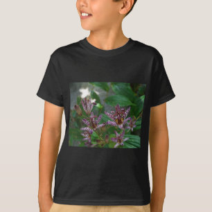 Lila, rosa gestreifte Orchidee wie Blume T-Shirt