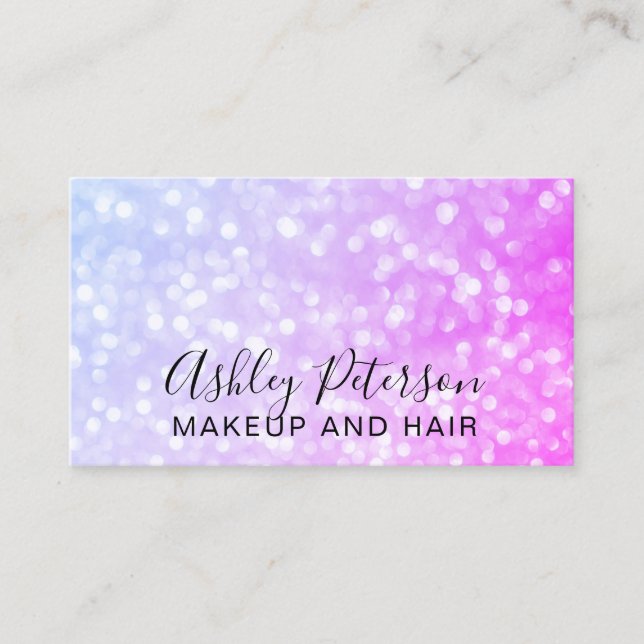 Lila rosa Glitter der eleganten Typografie des Visitenkarte (Vorderseite)