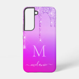 Lila rosa Glitzer Ihr Name Letter Personalisiert Samsung Galaxy Hülle