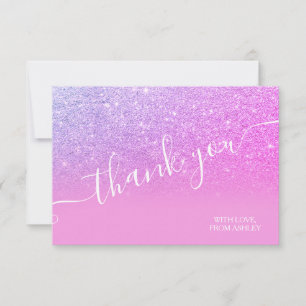 Lila rosa Glitzer ombre funkel script danke