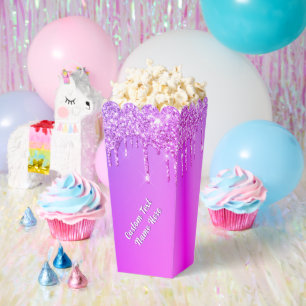Lila Rosa Glitzer Popcorn Kartons Personalisierter Geschenkschachtel