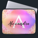 Lila rosa Glitzer und Sparklopfen Laptopschutzhülle<br><div class="desc">Lila und rosa Imitate Glitzer und Sparkle Ombre Pastel Metallic Foil Elegant Monogram Case. Dieser Fall kann so angepasst werden,  dass er Ihren Anfangs- und Vornamen enthält.</div>