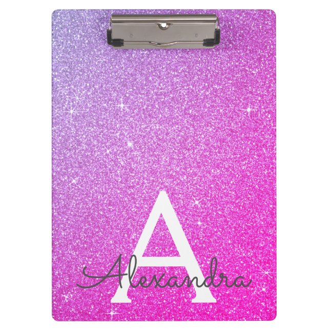 Lila-rosa-Glitzer- und Sparkymnastikschule Klemmbrett (Vorderseite)