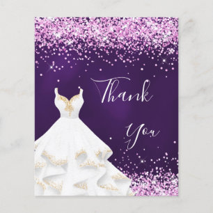 Lila rosa Glitzer weißes Kleid Danke Budget Flyer