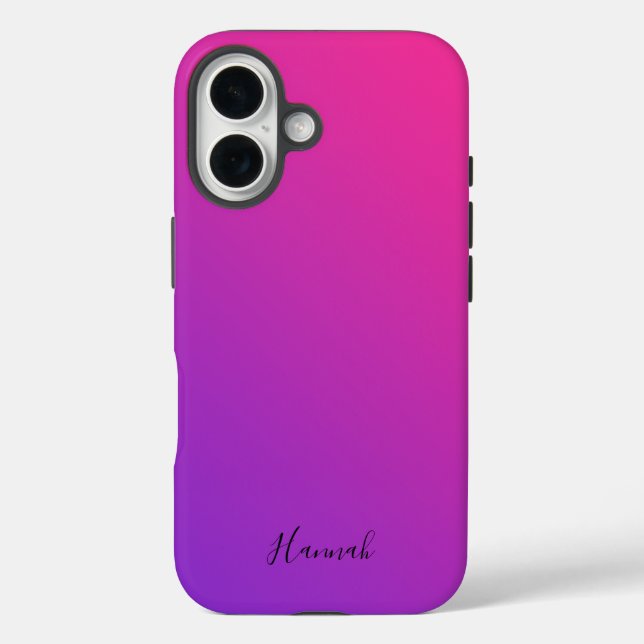 Lila rosa Gradient Personalisiert iPhone 16 Hülle (Rückseite)