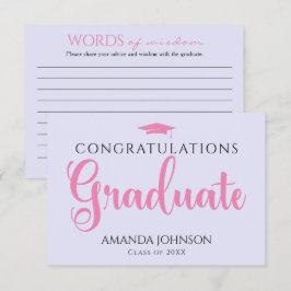 Lila rosa Graduate Words of Wisdom Abschluss Begleitkarte