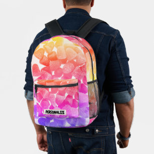 Lila-Rosa-Granatapfelzucker Maßgeschneiderter Text Bedruckter Rucksack