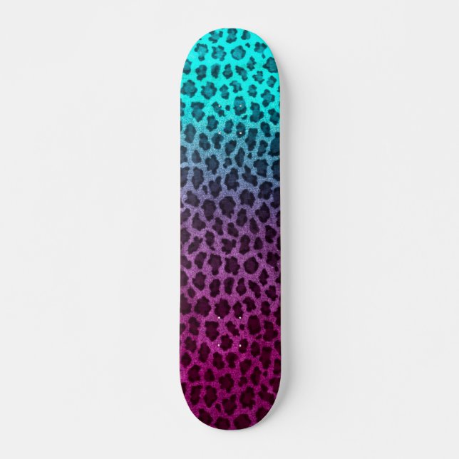 Lila rosa grüne Geparde drucken Skateboard (Vorne)