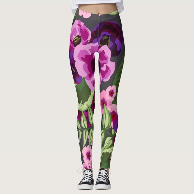 Lila, rosa, grüne Leggings (Vorderseite)