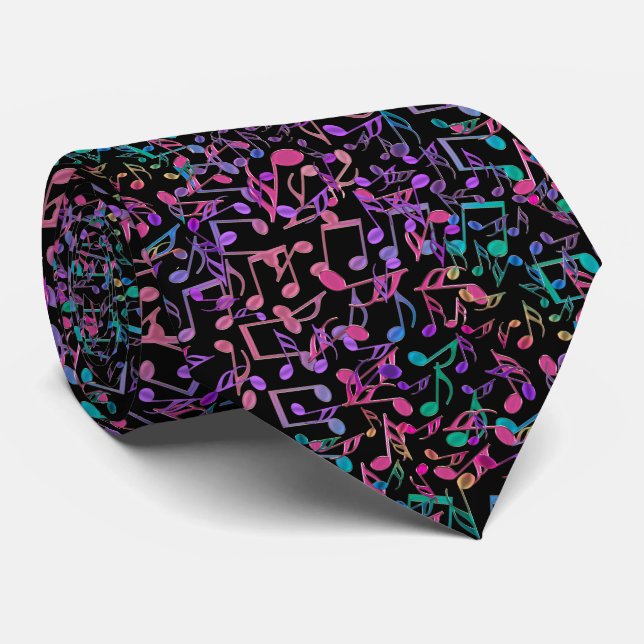 Lila rosa grüne schwarze chaotische krawatte (Gerollt)