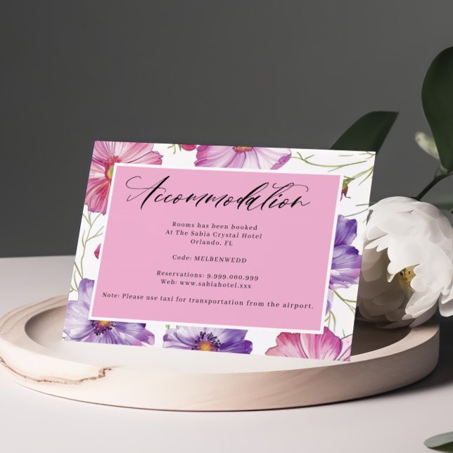 Lila rosa handgeschriebene Unterkunft Begleitkarte (Von Creator hochgeladen)