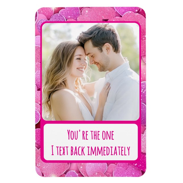 Lila rosa Herz-Text Zurück Flexibles Magnet Foto (Vertikal)