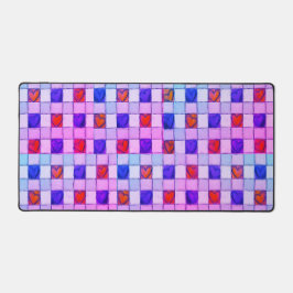 Lila Rosa Herzen Gingham Desk Mat Schreibtischunterlage
