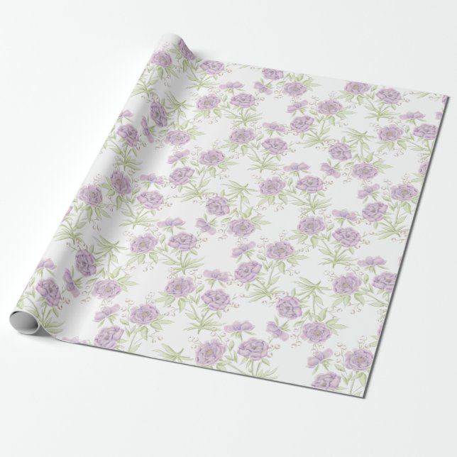 Lila rosa Hochzeit Geschenkpapier (Ungerollt)