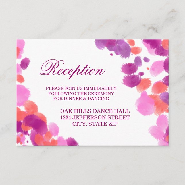 Lila rosa Hochzeitskarten mit Wasserfarbe Begleitkarte (Vorderseite)
