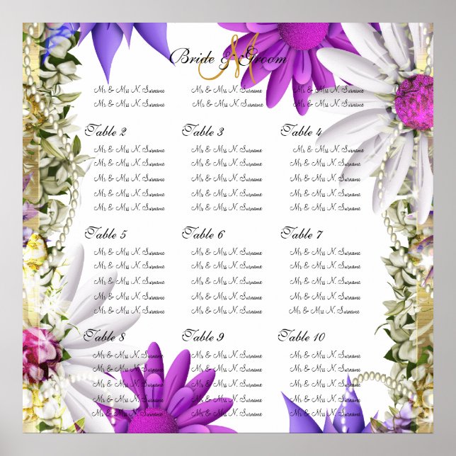 Lila rosa Hochzeitskarten Poster (Vorne)