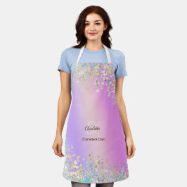 Lila rosa Holografen-Monogram Schürze