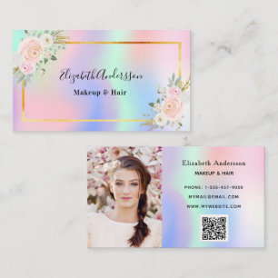 Lila rosa holografisches Foto qr Visitenkarte