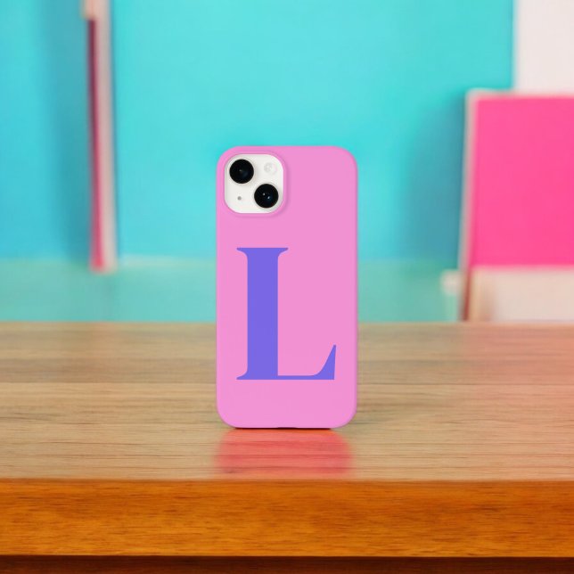 Lila-rosa Initial-Personalisiert-Monogramm-Design Case-Mate iPhone 14 Hülle (Von Creator hochgeladen)