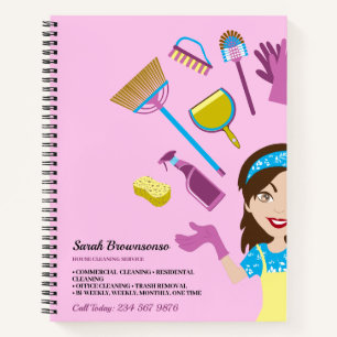Lila Rosa Janitorial Cartoon-Marke Notizbuch