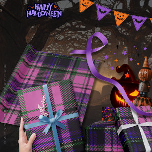 Lila-rosa-Kariertes Halloween-Wrapping-Papier Geschenkpapier
