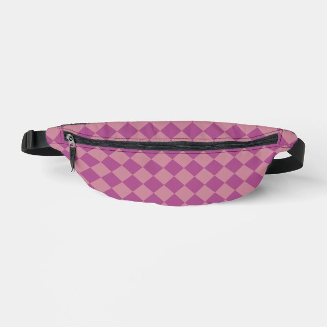 Lila Rosa Karo-Diamant-Muster Bauchtasche (Vorderseite)