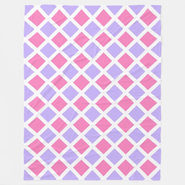 Lila Rosa Karo Diamant Muster Fleecedecke (Vorderseite)