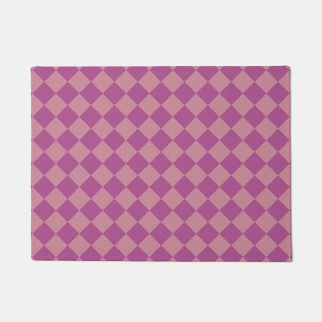 Lila Rosa Karo-Diamant-Muster Fußmatte (Vorderseite)