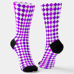 Lila Rosa Karo-Diamant-Muster Socken