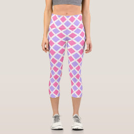 Lila Rosa Karo Diamantmuster Capri Leggings