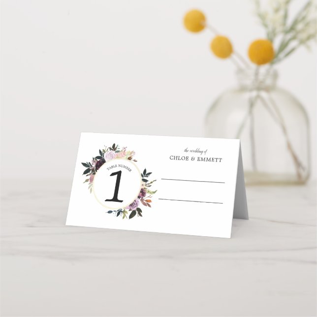 Lila Rosa Kraut-Hochzeitssache geklappte Platzkart Platzkarte (Vorderseite)