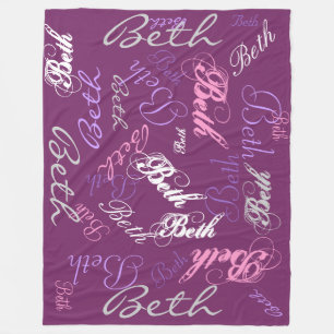 Lila, Rosa, Lavendel, Decken-Name-Kollage Fleecedecke