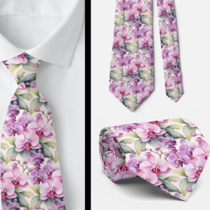 Lila Rosa Lavendel Regenbogen Pastell Orchideen Krawatte