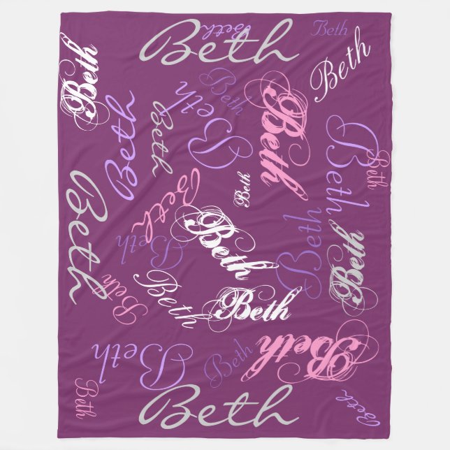 Lila, rosa, Lavendel, umfassende Namenscollage Fleecedecke (Vorderseite)