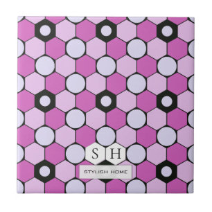 Lila, rosa, Lavenderhexagons und Kreissmuster Fliese