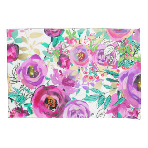 Lila rosa leuchtend farbenfroher Chic Modern Kissenbezug