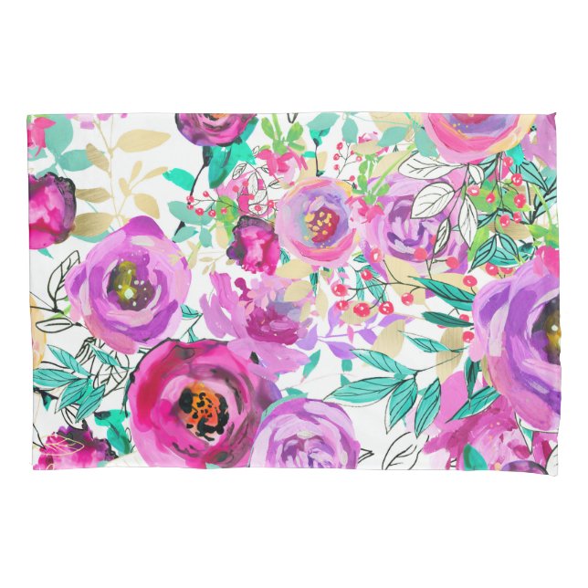 Lila rosa leuchtend farbenfroher Chic Modern Kissenbezug (Vorderseite)