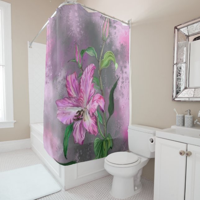 Lila Rosa Lily Blume Duschvorhang Lilien (Beispiel)
