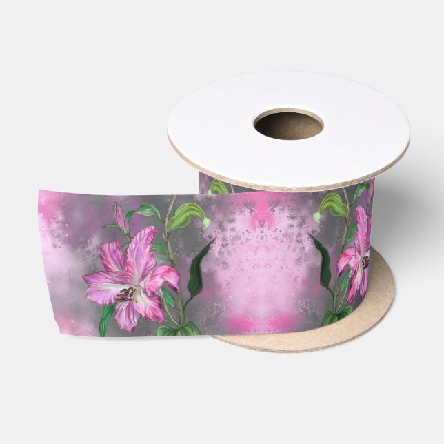 Lila Rosa Lippen Blume Band Satinband (Spule)