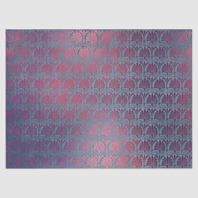Lila rosa Metallic Art Deco Fans Deko Seidenpapier (Vorderseite)