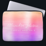 Lila-rosa-Metallic-Monogramm-Geschäft Laptopschutzhülle<br><div class="desc">Moderne Gold Lila und rosa Rainbow Pastel Ombre Girly Make up and Hair Beauty Salon Imitats Metallic Stainless Elegant Monogram Promotional Laptop Bag or Sleeve Promotional (Promo) Inseratcase. Dieses klassische berufliche Business-Computergehäuse kann so angepasst werden, dass es Ihren mit Monogramm Skriptsignaturnamen und Ihren Beruf oder Ihre Position als Jobtitel enthält....</div>