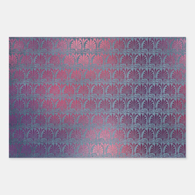Lila rosa Metallisches Kunstmuseum Geschenkpapier Set (Vorderseite)