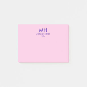 Lila Rosa Minimale Saubere Initialen Post-it Klebezettel