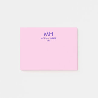 Lila Rosa Minimale Saubere Initialen Post-it Klebezettel