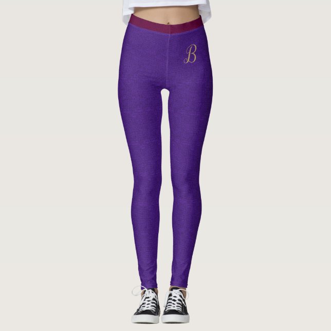 Lila rosa Modelinen Textur Custom Monogram Leggings (Vorderseite)