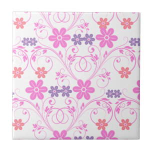 Lila & rosa Modernes Blumenambiente Fliese
