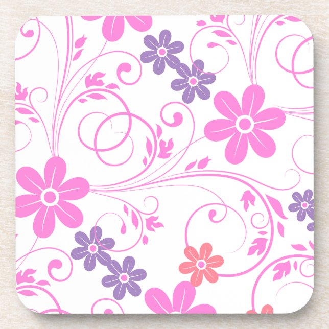 Lila & rosa Modernes Blumenambiente Untersetzer (Vorderseite)