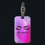 Lila rosa Monogramm Glitzer Eyelashes Gepäckanhänger<br><div class="desc">Lila und rosafarbene Imitate Foil Metallic Sparkle Glitzer Brushed Metal Monogram Name and Initial Eyelashes (Lashes),  Eyelash Extensions and Eyes Luggage or Bag Name Tag. Das Design macht den perfekten 16 Geburtstag,  Hochzeit,  Brautparty,  Jubiläum,  Babydusche oder Junggeselinnen-Abschied Geschenk für jemanden,  der einen trendigen coolen Stil sucht.</div>