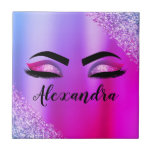 Lila rosa Monogramm Glitzer Eyelashes Modernität Fliese<br><div class="desc">Lila und rosafarbene Imitate Foil metallic sparkle Glitzer gebürsteter Metal Monogram Name and Initial Eyelashes (Lashes), Eyelash Extensions and Eyes Decorative Tile. Das Design macht den perfekten 16 Geburtstag, Hochzeit, Brautparty, Jubiläum, Babydusche oder Junggeselinnen-Abschied Geschenk für jemanden, der einen trendigen coolen Stil sucht.</div>