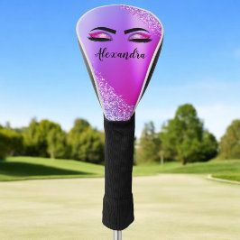 Lila rosa Monogramm Glitzer Eyelashes Modernität Golf Headcover